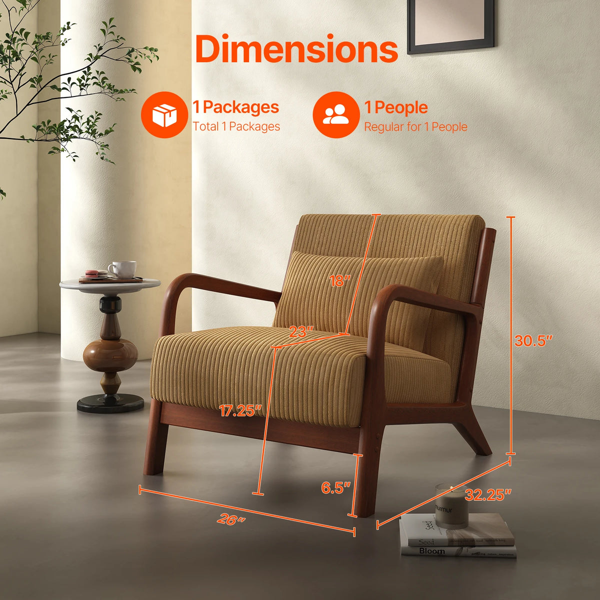 Dresden Collection | Sculptural Velvet-Cushioned Velvet Accent Chair - showcasing form and function in daily use context in a Mid-Century Modern living room setting.