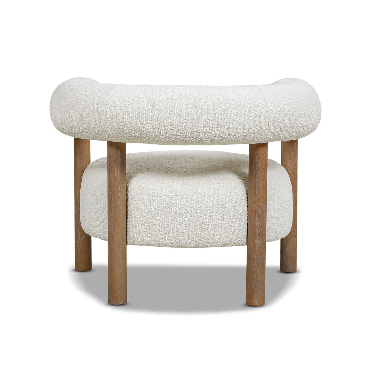 Fuji Mid Century Modern Barrel Accent Arm Chair Ivory White Boucle