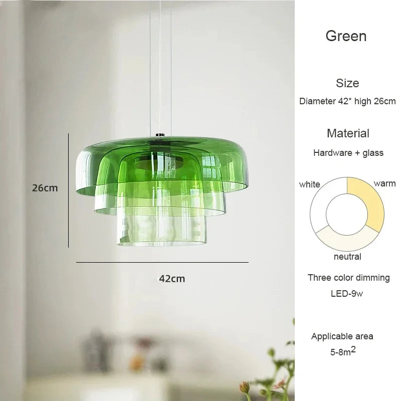 Belmont Collection | Geometric Glass-Topped Blown Glass Pendant - highlighting material texture and craftsmanship detail in a Mid-Century Modern living room setting.