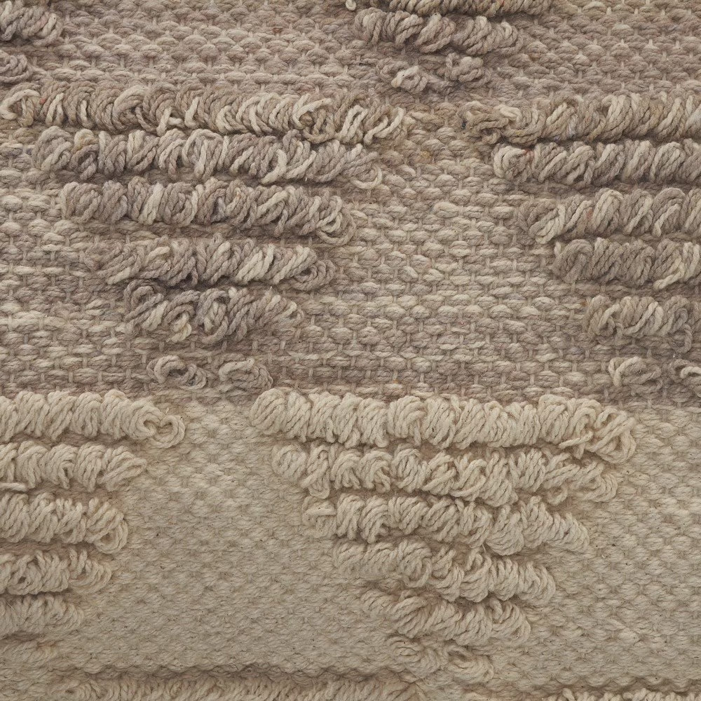 14" X 36" Hand-Woven Cream/ Tan Geometric Organic Cotton Pillow Cover