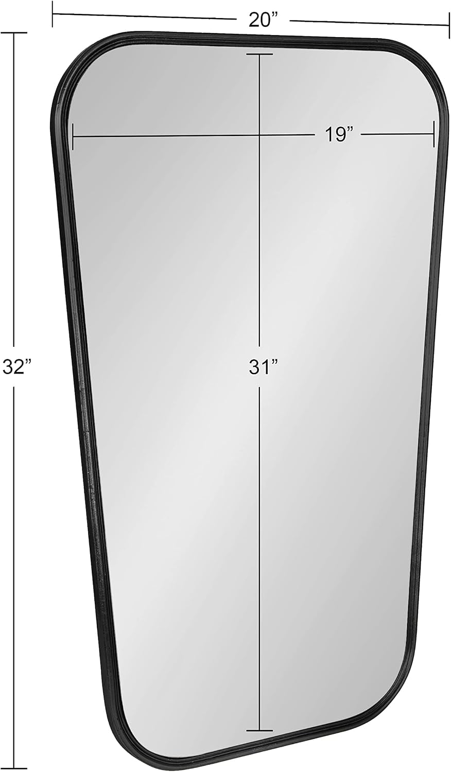 Caskill Wall Mirror, 20 X 32, Black, Decorative Cowbell Inspired Mirror with Oblong Rectangular Shape and Versatile Styling Options