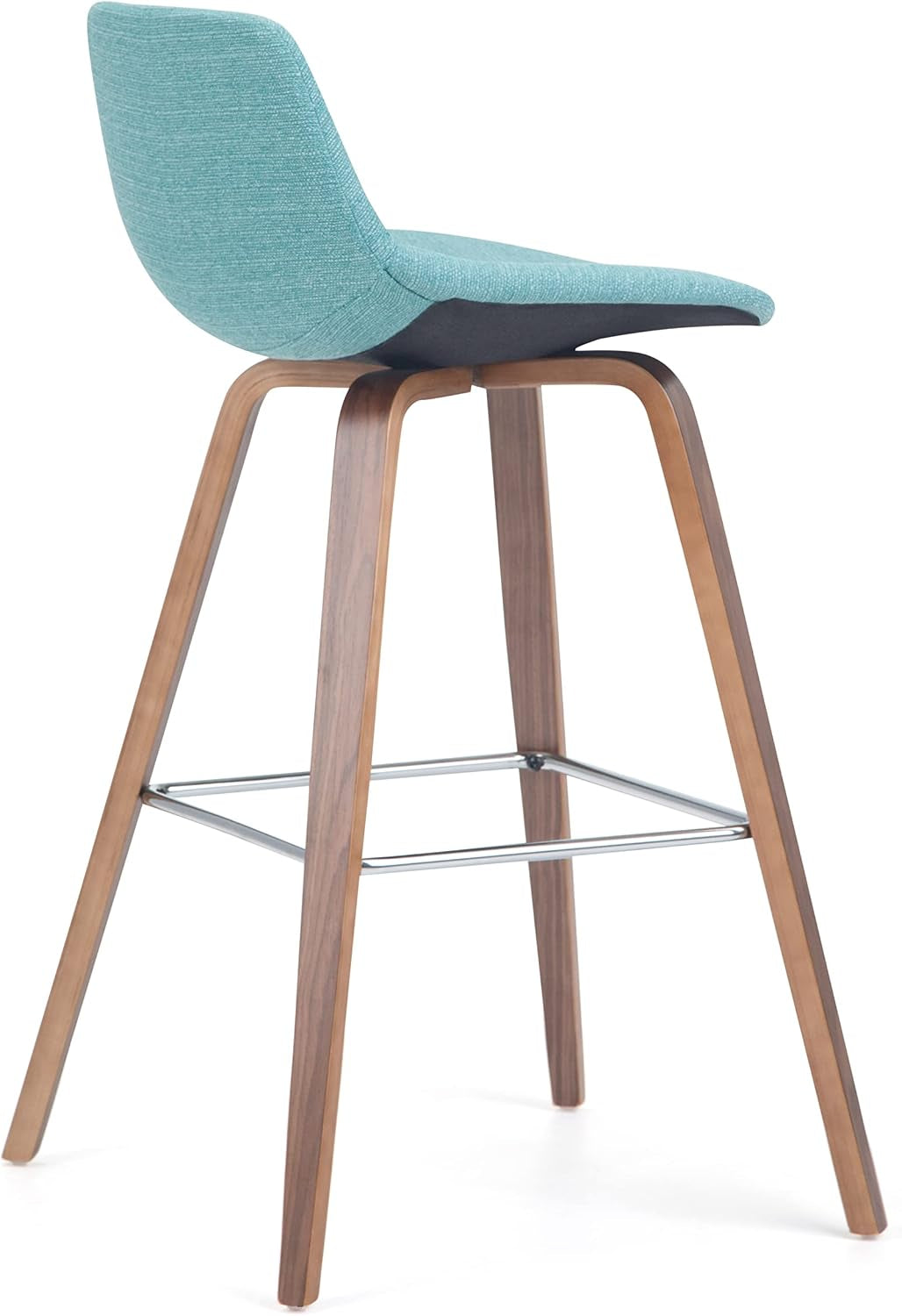 SIMPLIHOME Raya 24" Seat Height Vegan Leather Counter Stool (Set of 2) | Aqua Blue, Mid-Century Counter Stools with Curved Backrest and Footrest; Upholstered Kitchen or Bar Seating.