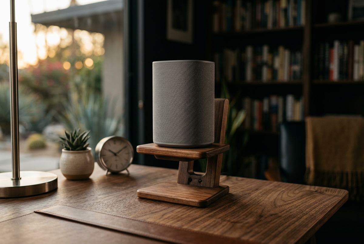 Walnut Smart Speaker Stand | Echo Pedestal
