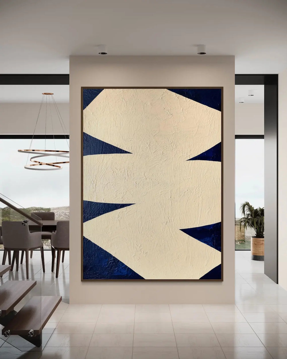 Mustard Yellow Textured Abstract Painting - Mid Century Modern Elegance