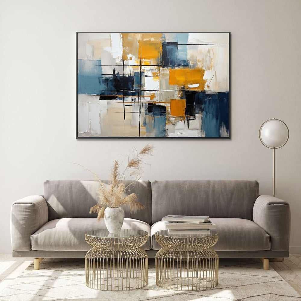 Exquisite Mid-Century Modern 3D Textured Oil Painting for Chic Living Room Decor