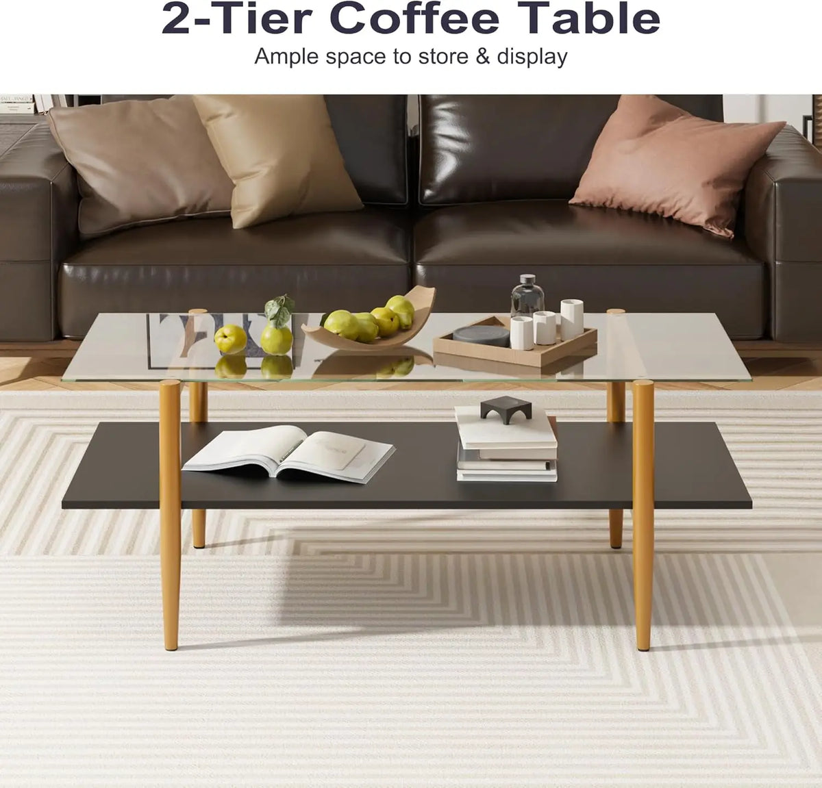 Fontaine Collection | Geometric Glass-Top Tempered Glass & Brass - featuring close-up joinery and artisanal finish quality in a Mid-Century Modern living room setting.