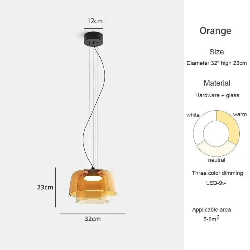 Belmont Collection | Geometric Glass-Topped Blown Glass Pendant - detail view 12 revealing design nuance in a Mid-Century Modern living room setting.