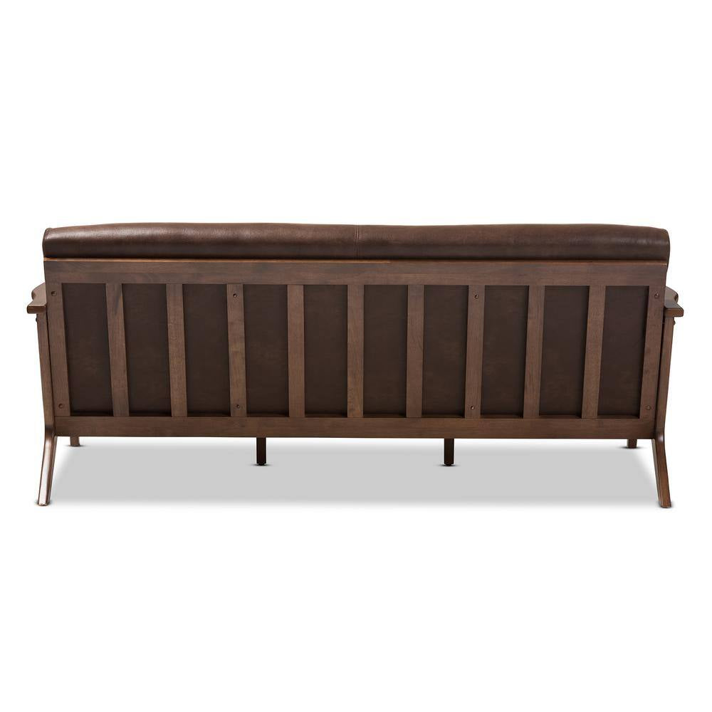 Bianca 72.1 In. Dark Brown Fabric 4-Seater Cabriole Sofa with Wood Frame