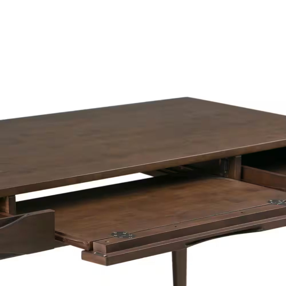 Harper Solid Hardwood Mid-Century Modern 60 In. Wide Writing Office Desk in Walnut Brown