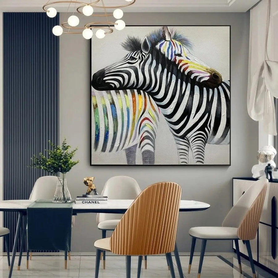 Colorful Zebras: Exquisite Abstract Wildlife Canvas Art
