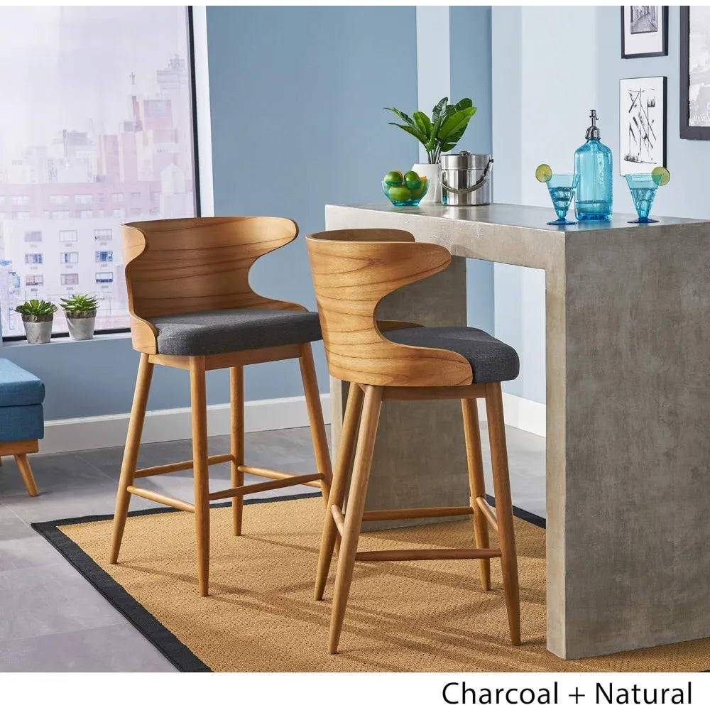 Charcoal Mid-Century Modern Barstool Set of 2 by Christopher Knight Home