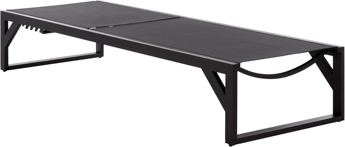 SAFAVIEH Outdoor Patio Furniture Collection – Jordan Black & Black Aluminum Lounger, Adjustable Modern Outdoor Reclining Chaise (PAT7560A)