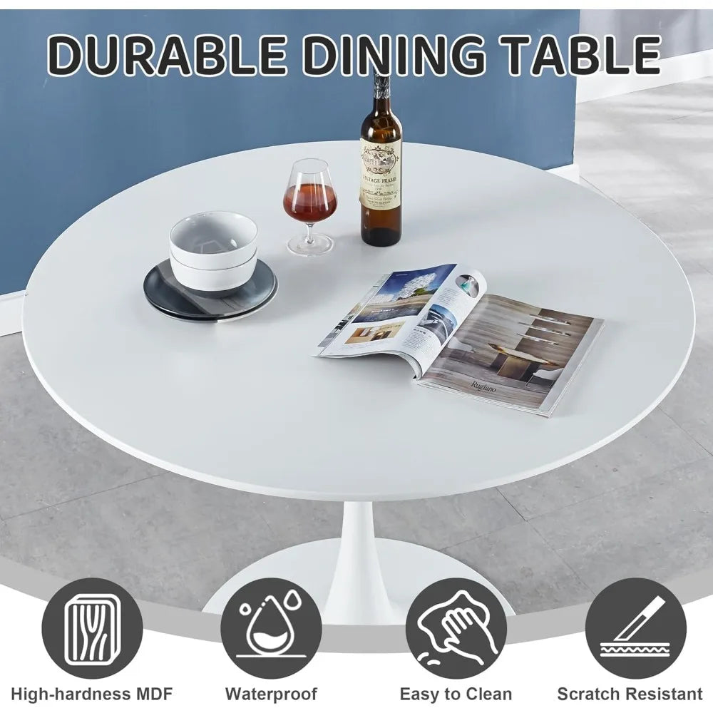 Dresden Collection | Sculptural Marble-Topped Carrara Marble Tulip Table - detail view 16 revealing design nuance in a Mid-Century Modern living room setting.