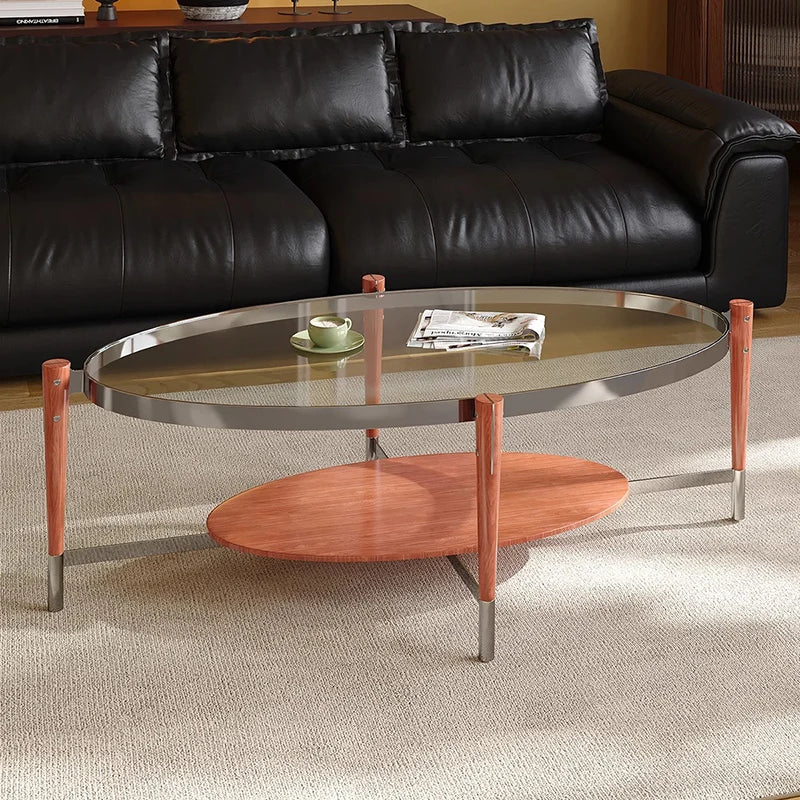 Dresden Collection | Geometric Glass-Top Tempered Glass Coffee Table - highlighting material texture and craftsmanship detail in a Mid-Century Modern living room setting.