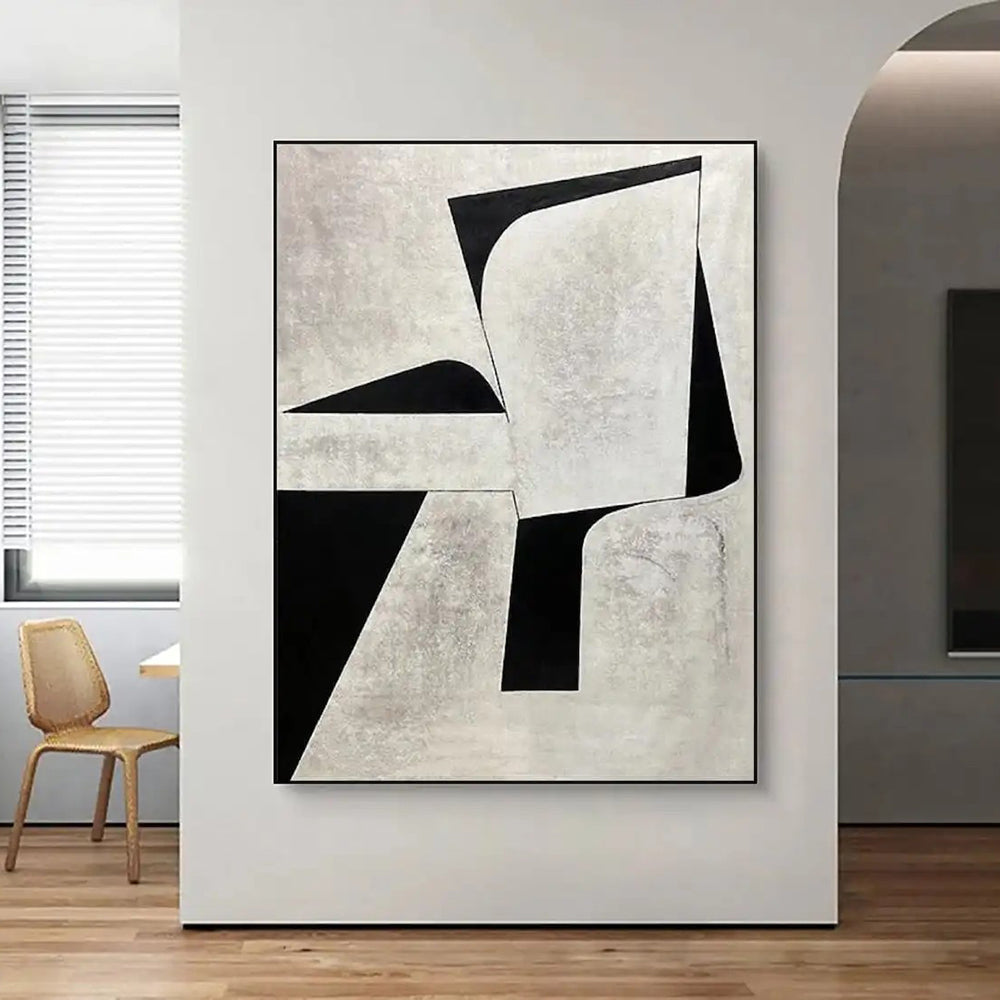 Mid-Century Modern Handmade Oil Painting - Original Minimalist Canvas Art for Sophisticated Spaces