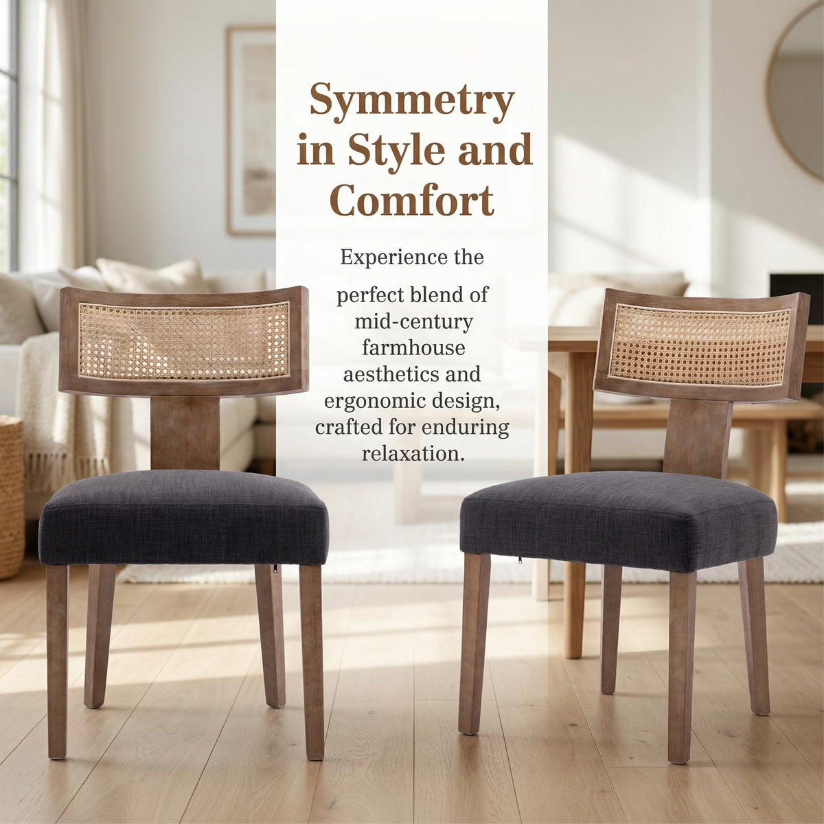 Chic Set of 2 Modern Rattan Backrest Dining Chairs - Perfect for Your Kitchen or Dining Room! 🪑✨ #HomeDecor #MidCenturyStyle
