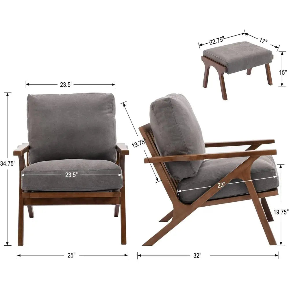 Ellington Collection | Tapered-Leg Gold-Trimmed Walnut & Leather Set - captured in a curated lifestyle vignette in a Mid-Century Modern living room setting.