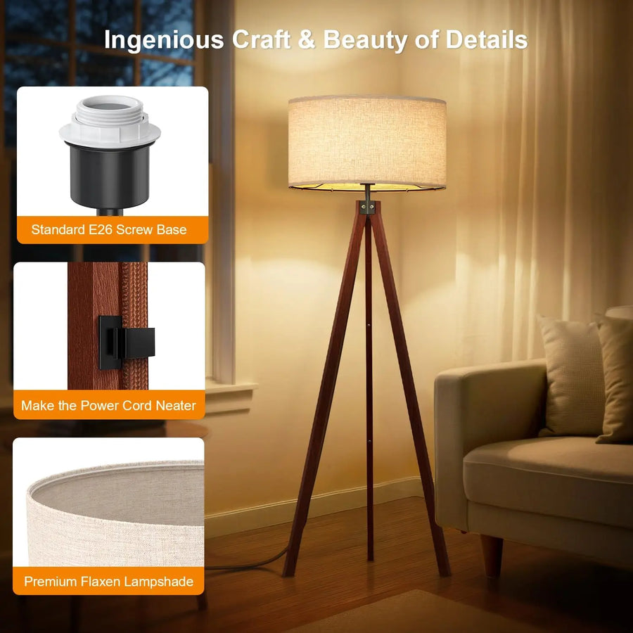 The Fontaine Walnut Tripod Floor Lamp