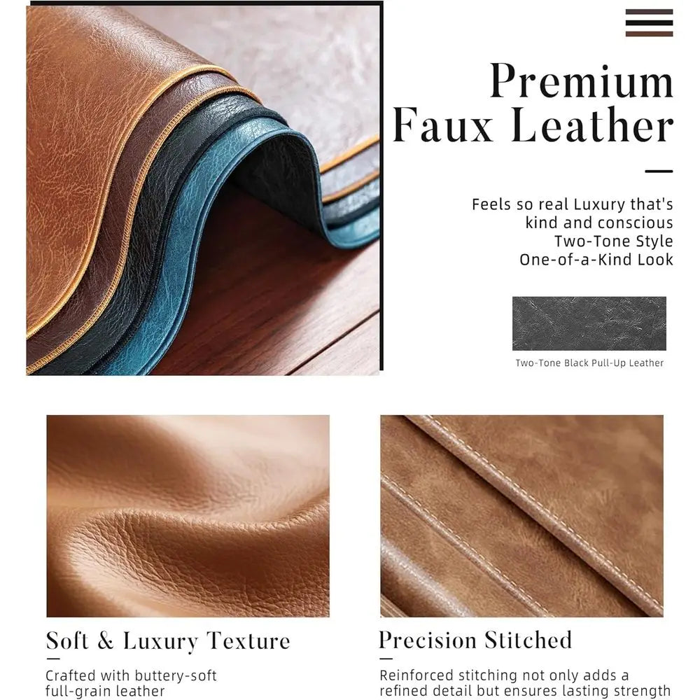 Dresden Collection | Geometric Leather-Wrapped Ebony Faux Leather Futon - styled from an alternate angle revealing dimensional depth in a Mid-Century Modern living room setting.