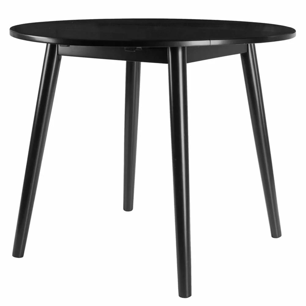 Moreno 36" round Drop Leaf Transitional Solid Wood Dining Table in Black