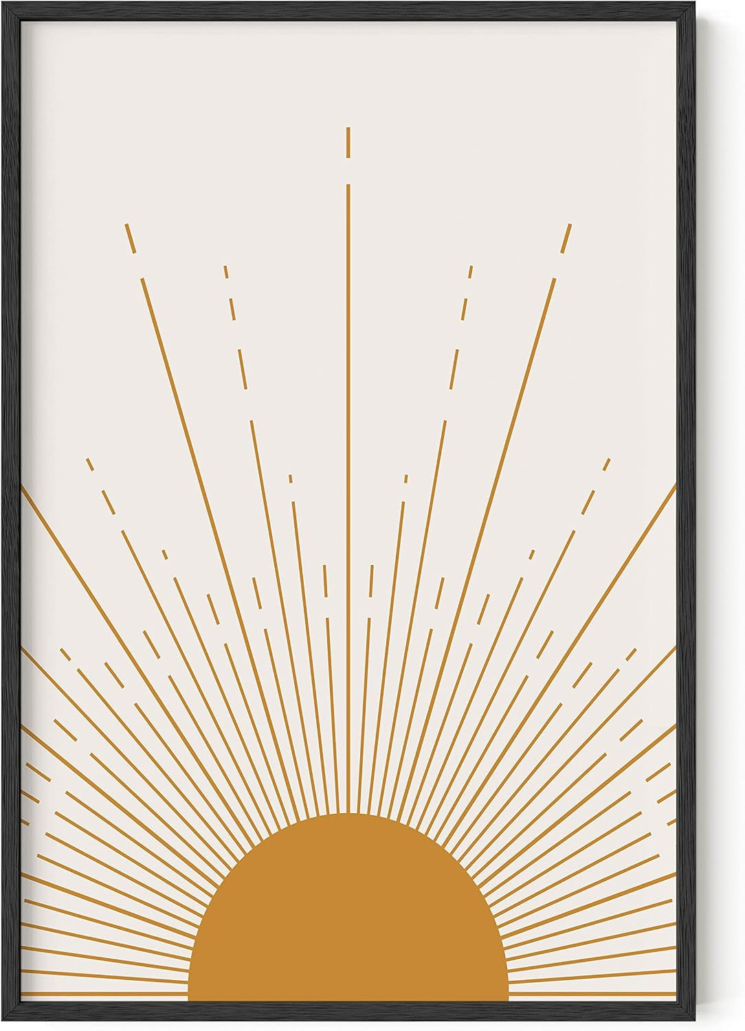 HAUS and HUES Boho Framed Wall Art - Southwestern Geometric Sun Print, Mid Century Modern Decor, Black Frame 12X16