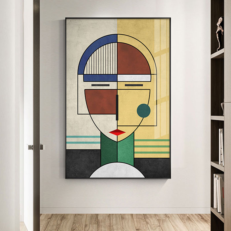 Contemporary Luxe Abstract Geometric Art in Elegant Frame