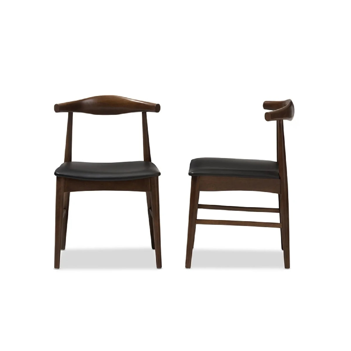 Baxton Studio Winton Mid-Century Modern Walnut Wood Dining Chair (Set of 2)