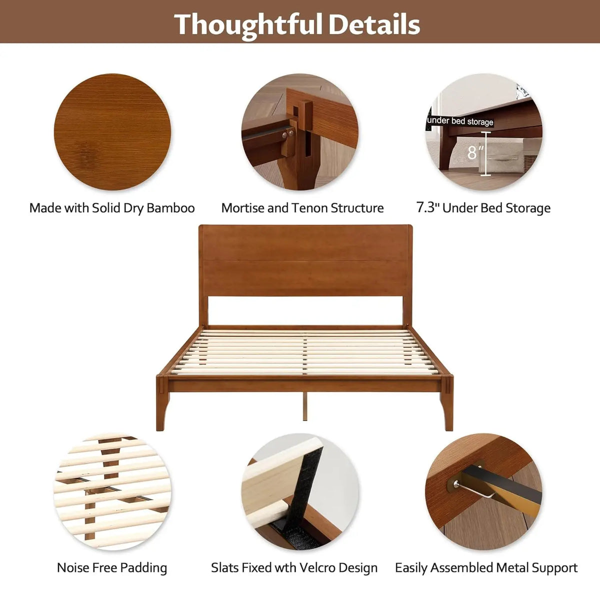 Kyoto Collection | Floating Japanese-Inspired Bamboo Platform Bed - presented at scale within a designed interior in a Mid-Century Modern bedroom setting.