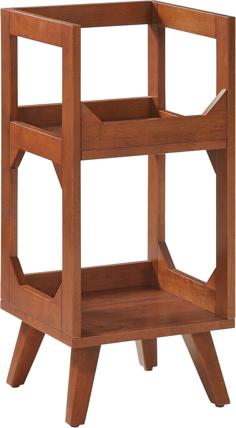 Asheville Small Mid-Century Modern Record Stand, Vinyl Storage, Holds up to 130 Records, Walnut