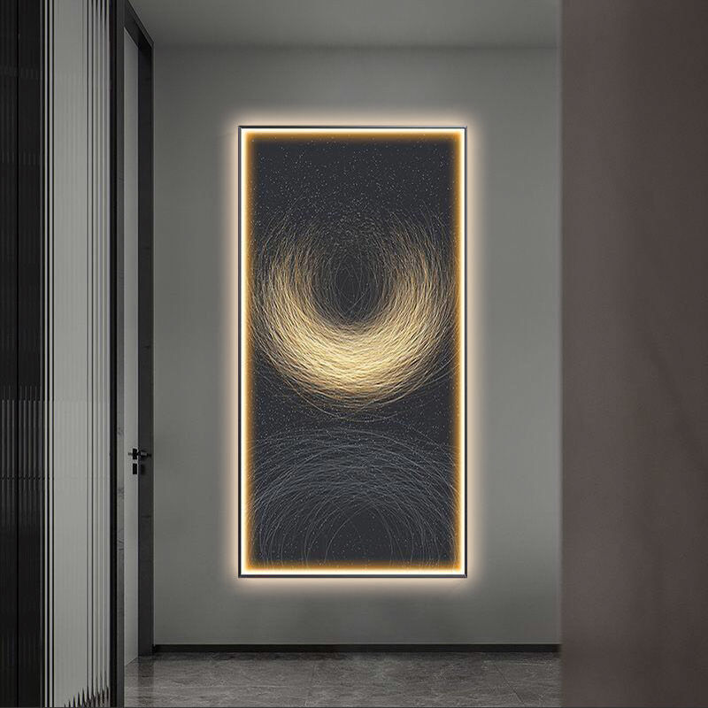 Dresden Collection | Geometric Atomic-Era Abstract Canvas - styled from an alternate angle revealing dimensional depth in a Mid-Century Modern living room setting.