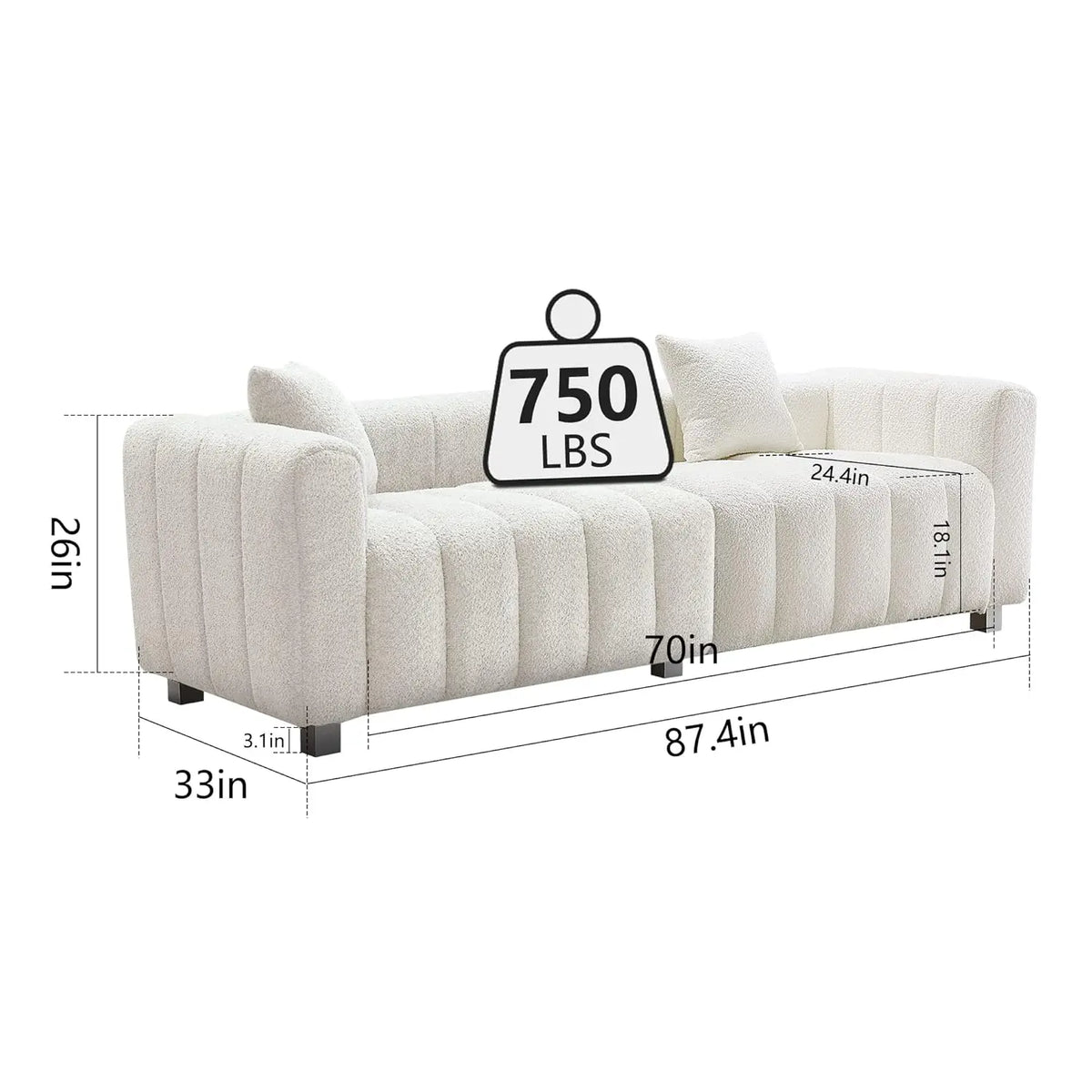 The Fontaine Boucle Three-Seater Sofa