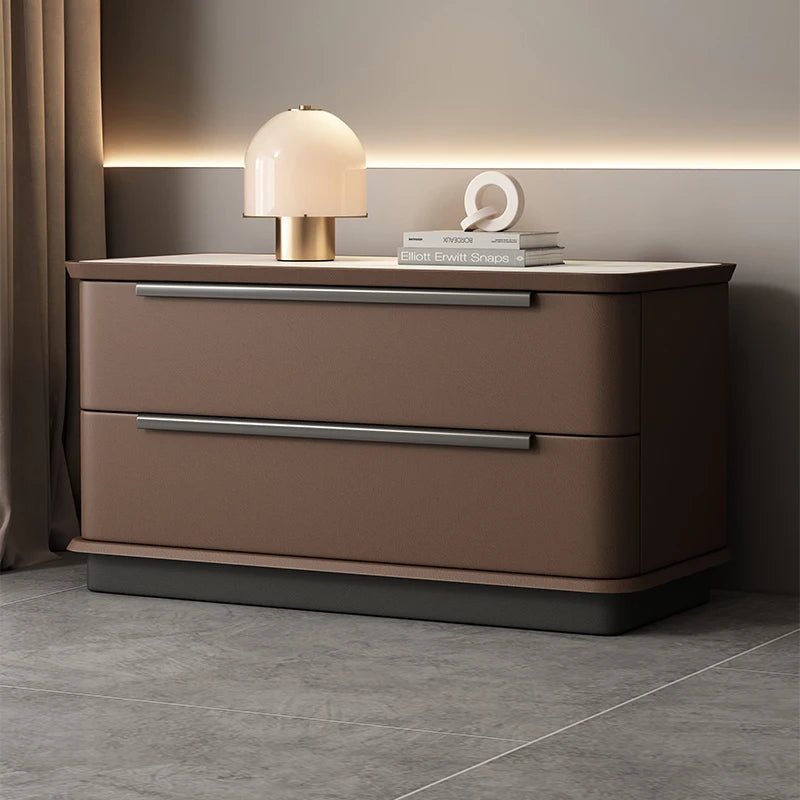 Dresden Collection | Sculptural Walnut Nightstand - showcasing full sculptural form and curated finish in a Mid-Century Modern bedroom setting.