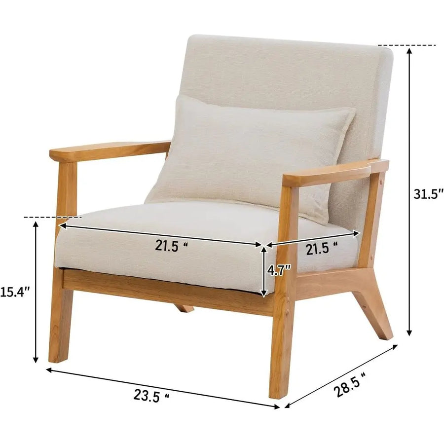 Ellington Collection | Geometric California Linen Armchair - showcasing full sculptural form and curated finish in a Mid-Century Modern living room setting.
