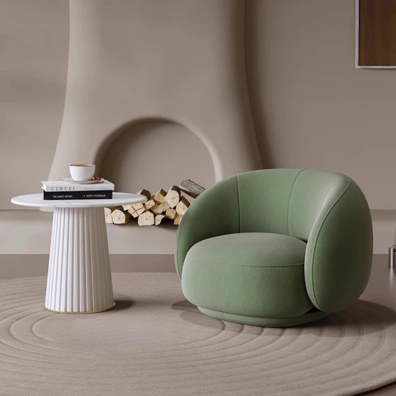 Ellington Collection | Tapered-Leg Nordic Walnut & Linen Lounge Chair - highlighting material texture and craftsmanship detail in a Mid-Century Modern living room setting.