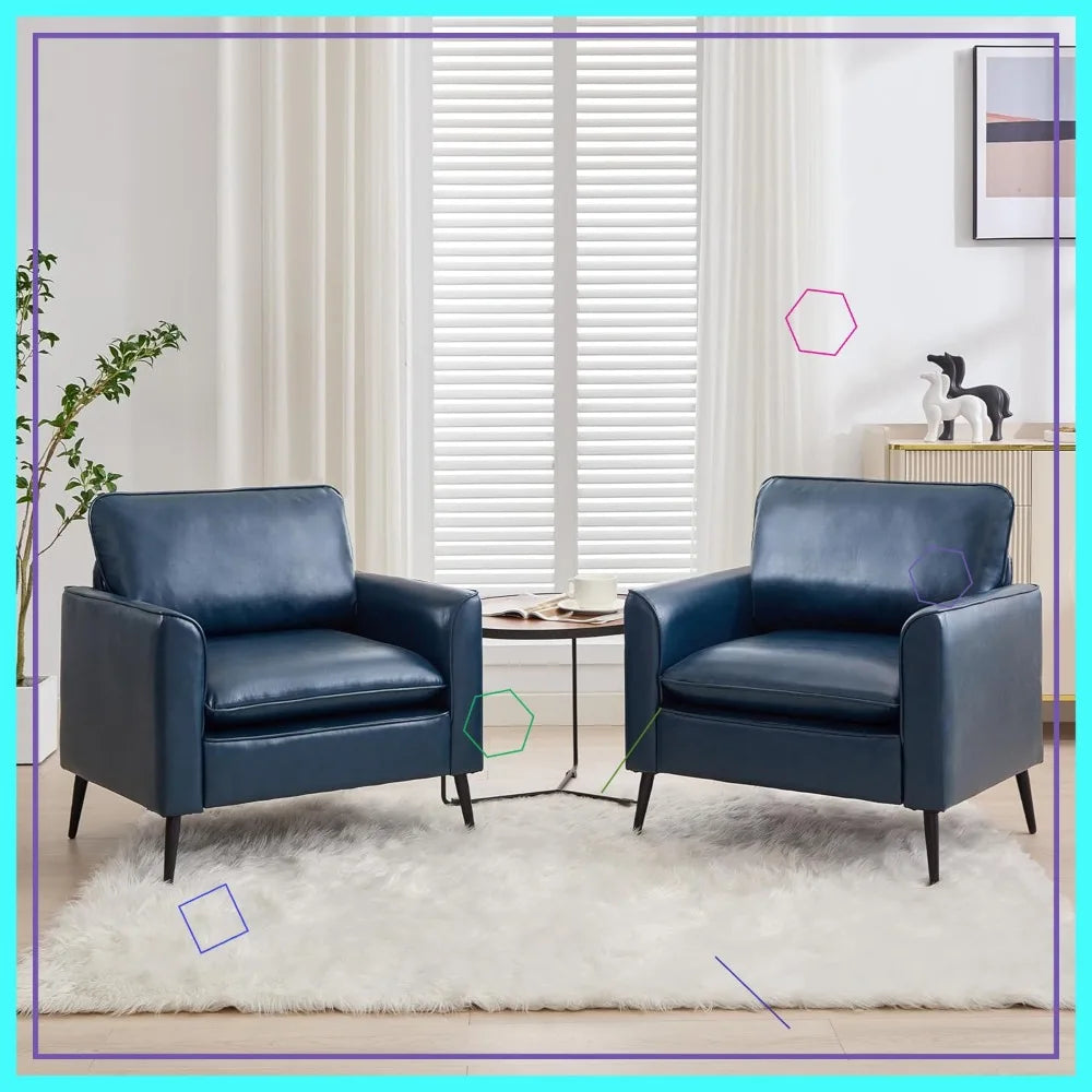Cordoba Collection | Hairpin-Legged Marble-Topped Azure Accent Chair Duo - captured in a curated lifestyle vignette in a Mid-Century Modern living room setting.