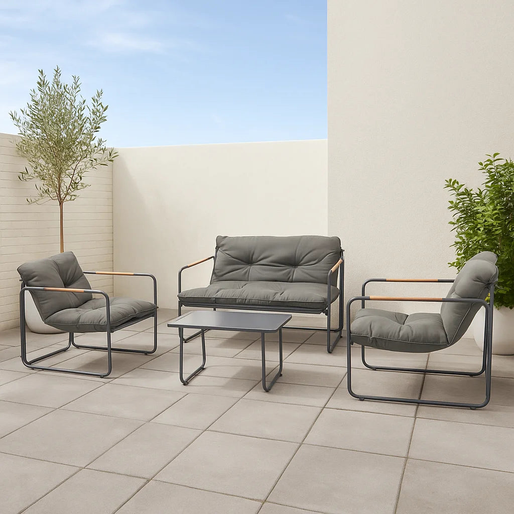 Modern Metal Patio Furniture Set Stylish Fabric Outdoor Sofa & Garden Conversation Set for Durable Outdoor Sofa Set