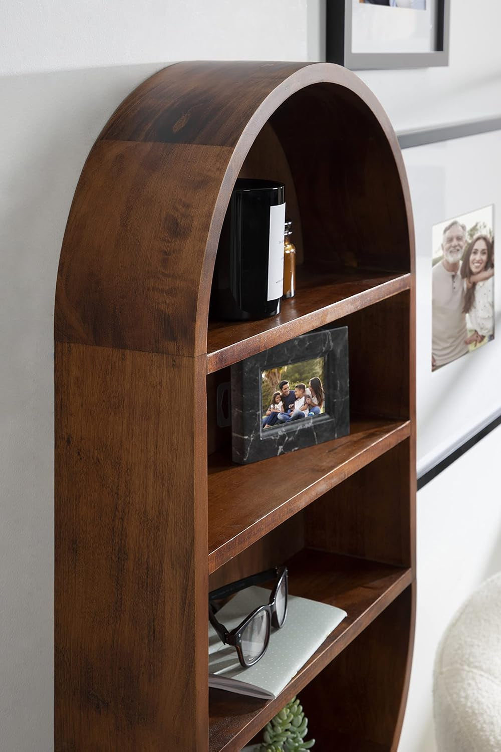 Hutton Midcentury Capsule Wall Shelf; 16 X 28; Walnut Brown; Geometric Decorative Shelves for Wall