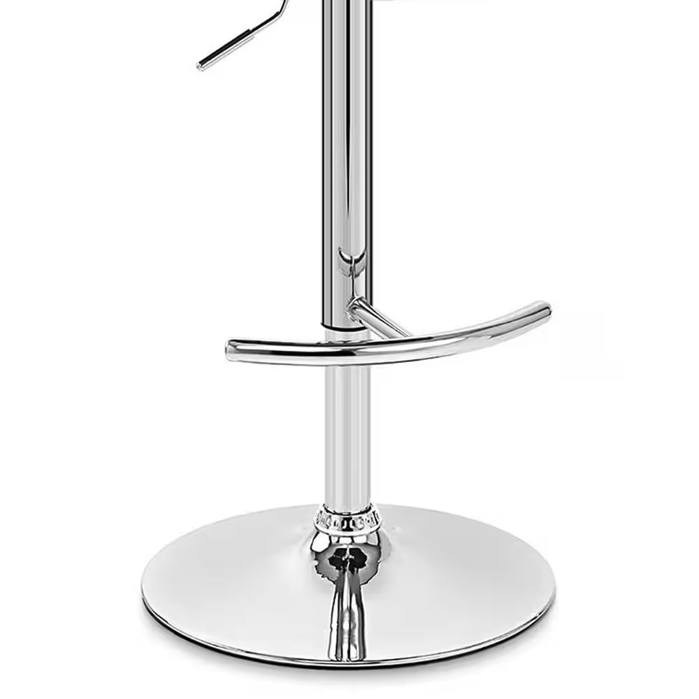 Naples Bar Stool in Chrome with Black Pu Upholstery and Walnut Veneer Back
