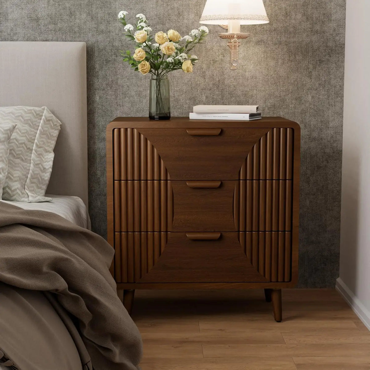 The Belmont Honeycomb Walnut End Table