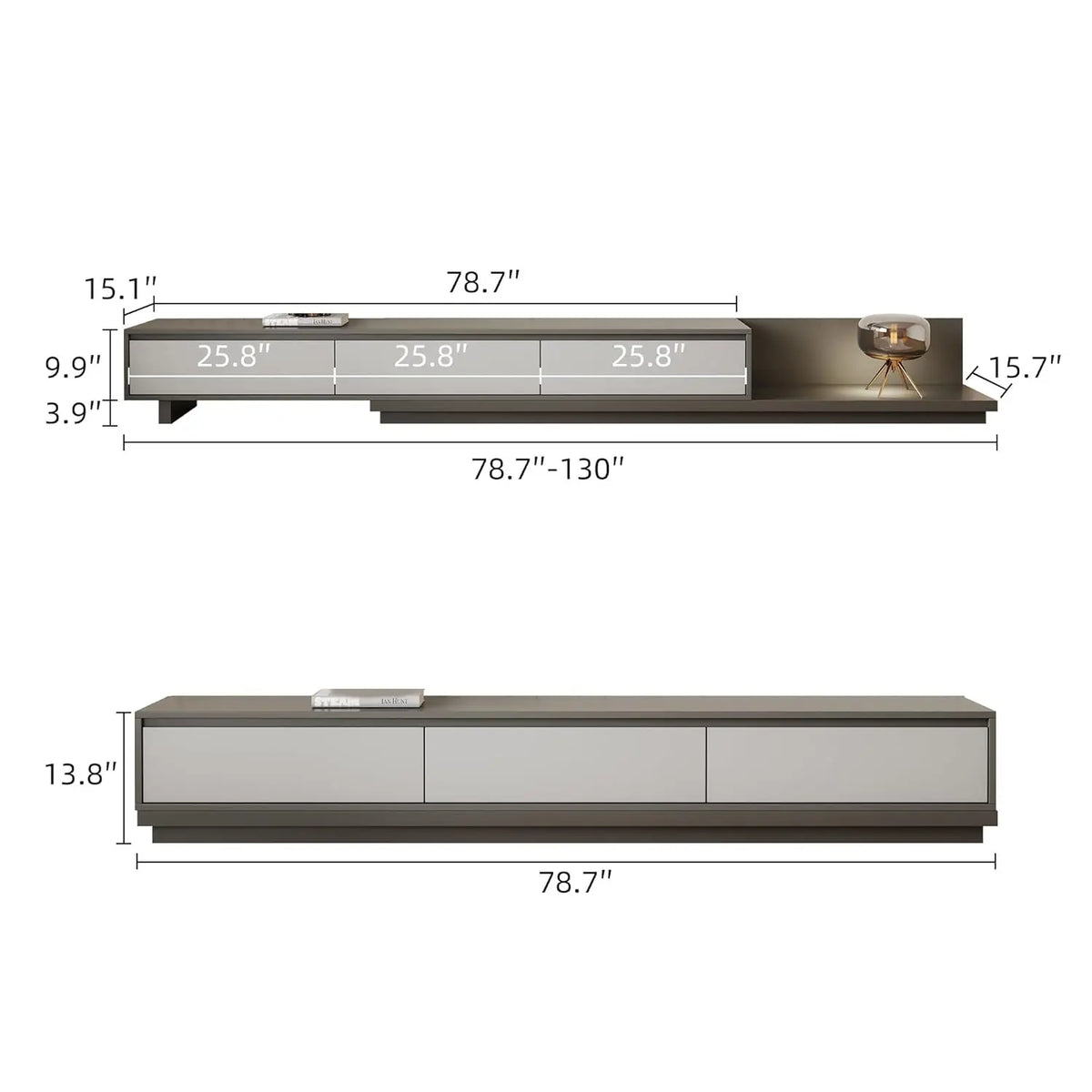Ellington Collection | Tapered-Leg Brass-Accented Walnut Entertainment Console - highlighting material texture and craftsmanship detail in a Mid-Century Modern entryway setting.