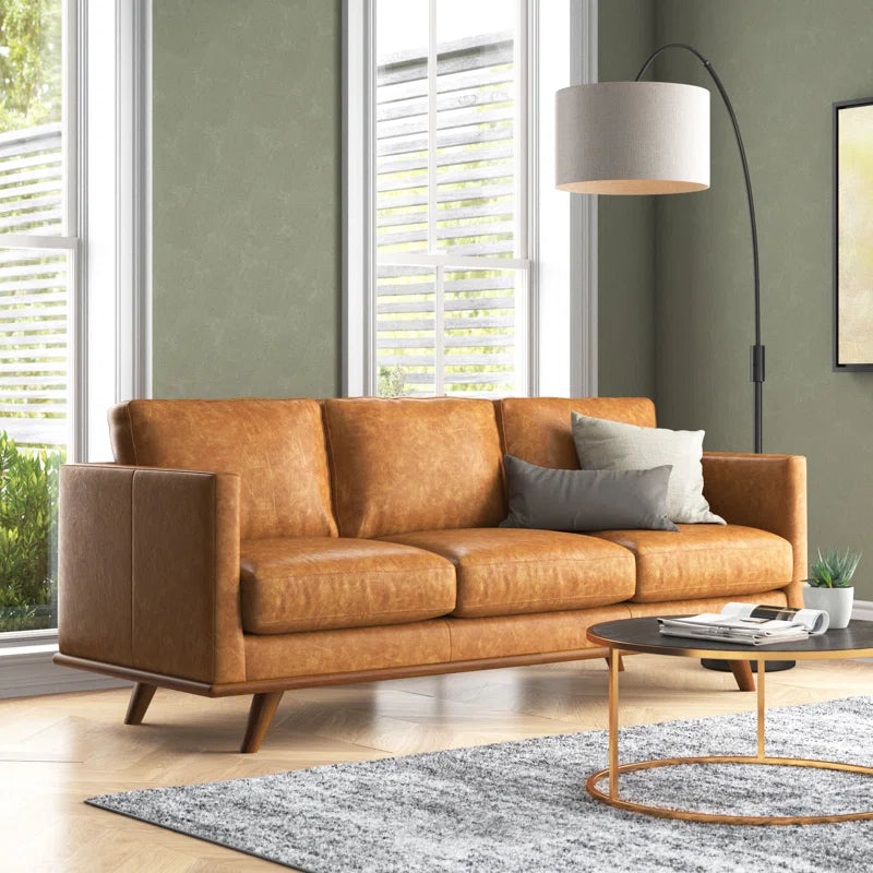 Nolita 85" Full-Grain Genuine Italian Leather Square Arm Sofa