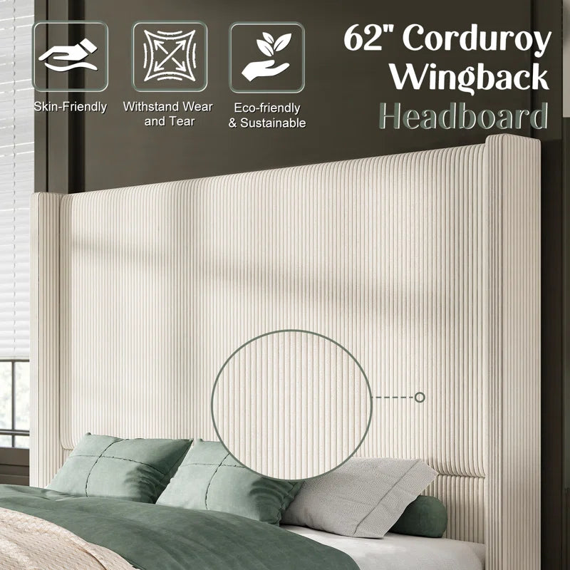 Crofford Upholstered Wingback Platform Bed