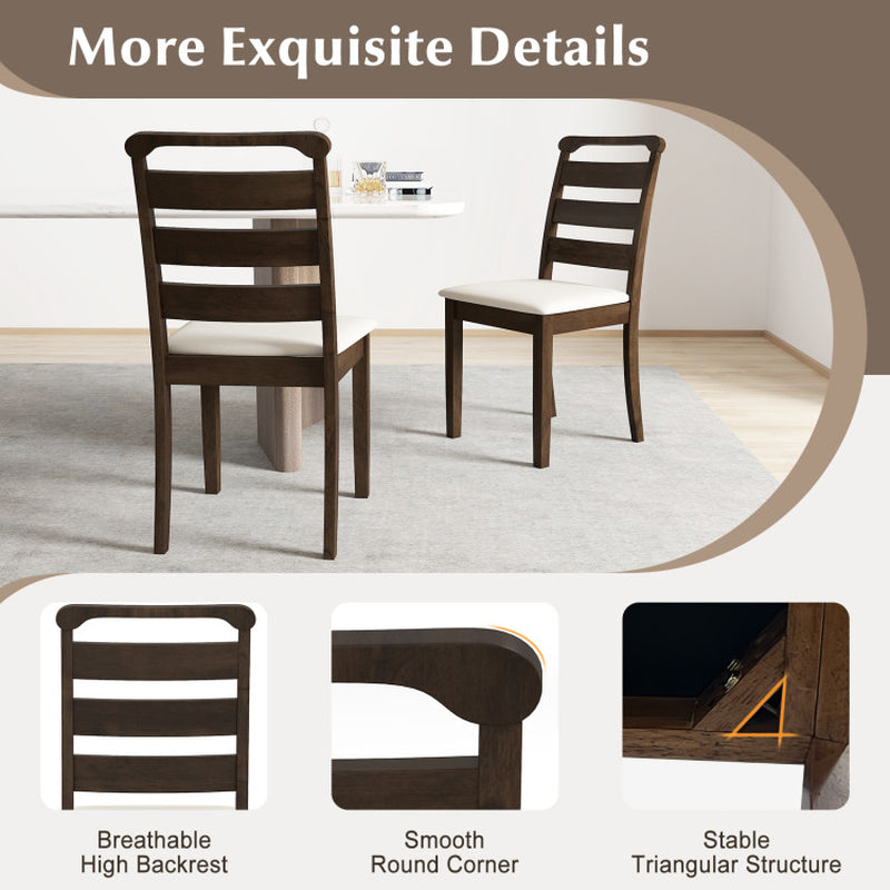 Polyester Upholstered Wooden Dining Chair Set of 2
