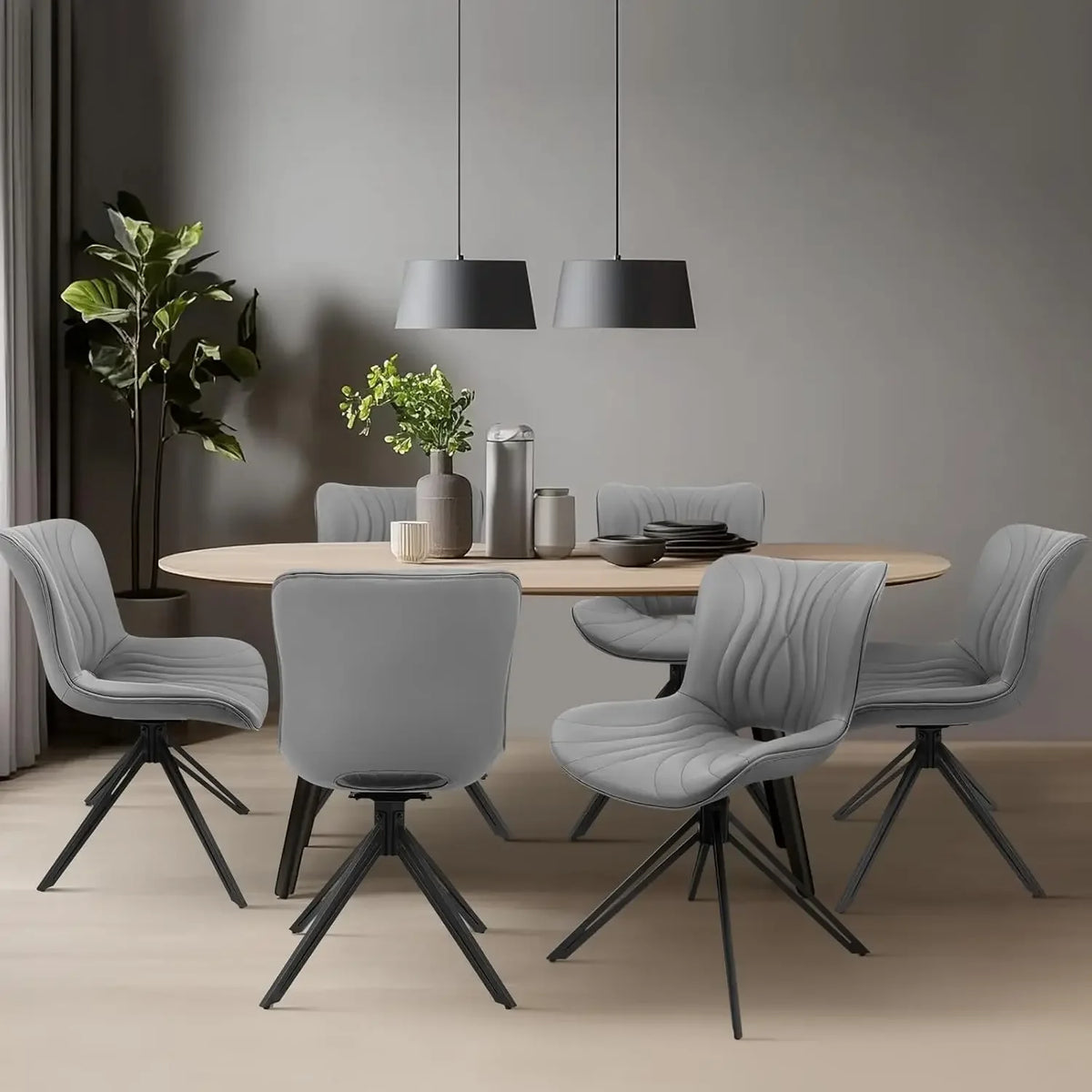 Valencia Collection | Gold-Trimmed Round Swivel Dining Chair Set - Curated Furniture for the Modern Living Collection | Woodies ON Woodlawn