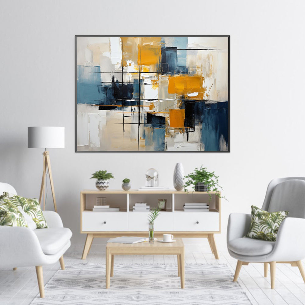 Exquisite Mid-Century Modern 3D Textured Oil Painting for Chic Living Room Decor