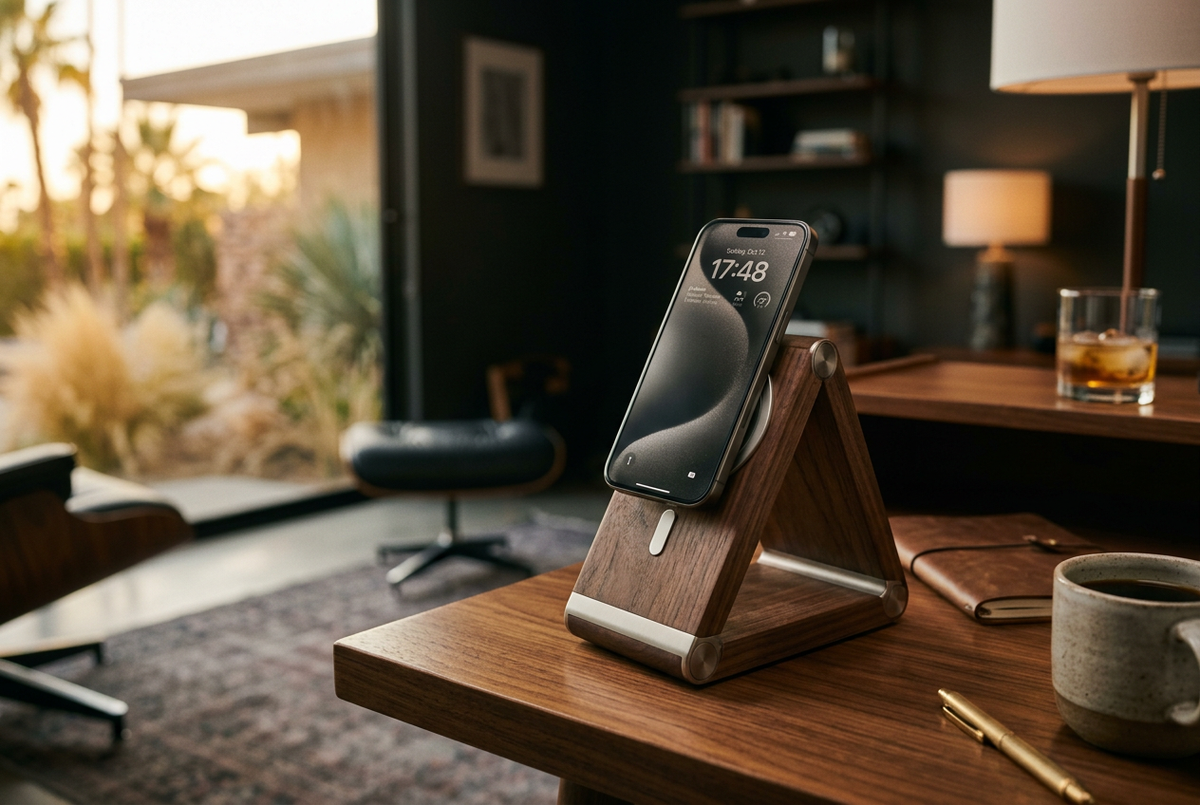 MagSafe Walnut Desk Mount | Magnetic Perch