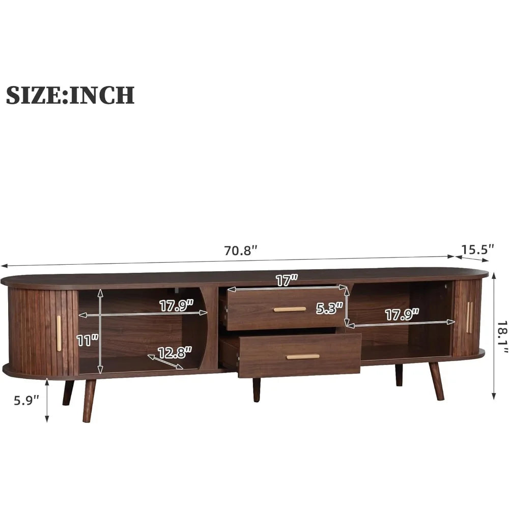 Dresden Collection | Fluted Drawer Walnut Console - captured in a curated lifestyle vignette in a Mid-Century Modern entryway setting.