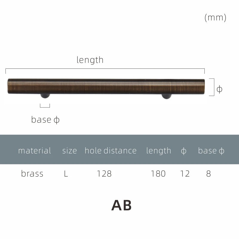 Yu'An Brass Furniture Handles Nordic Modern Pastoral Wardrobe Dresser Cupboard Drawer Cylinder Black/Gold Pulls Knobs