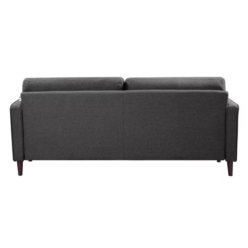 Lillith 75.6 In. Square Arm Polyester Mid- Century Modern Rectangle Sofa in Heather Grey