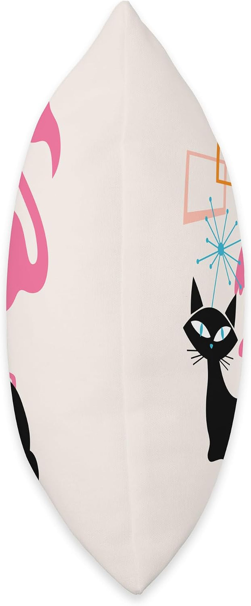 Flamingo and Cat Midcentury Mid Century Stardust Modern Throw Pillow